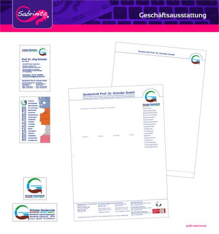 Referenz: Geschäftsausstattung Briefpaper, Visitenkarten, Aufkleber Gründer Geotechnik